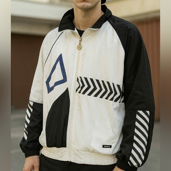 Vintage Members Only Colorblock Geometric Windbreaker Jacket Size Large - Picture 2 of 11